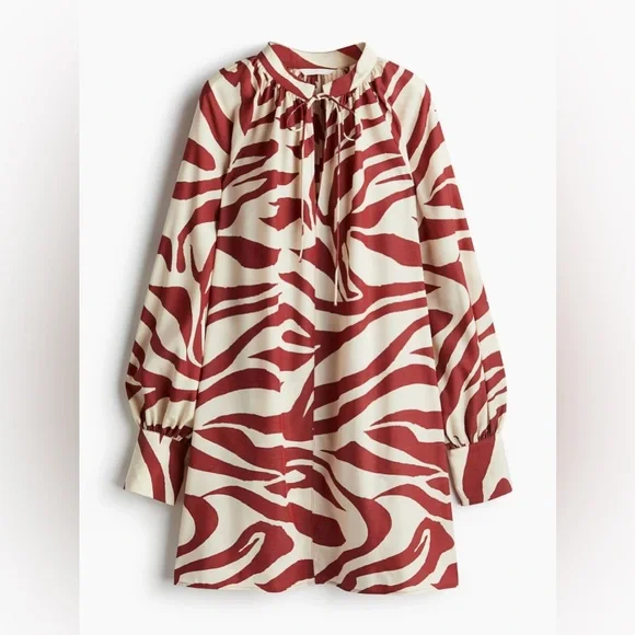 NEW W TAG BLOGGER FAVE OVERSIZED TIE DETAIL ZEBRA PRINT DRESS SIZE LARGE - Picture 2 of 9